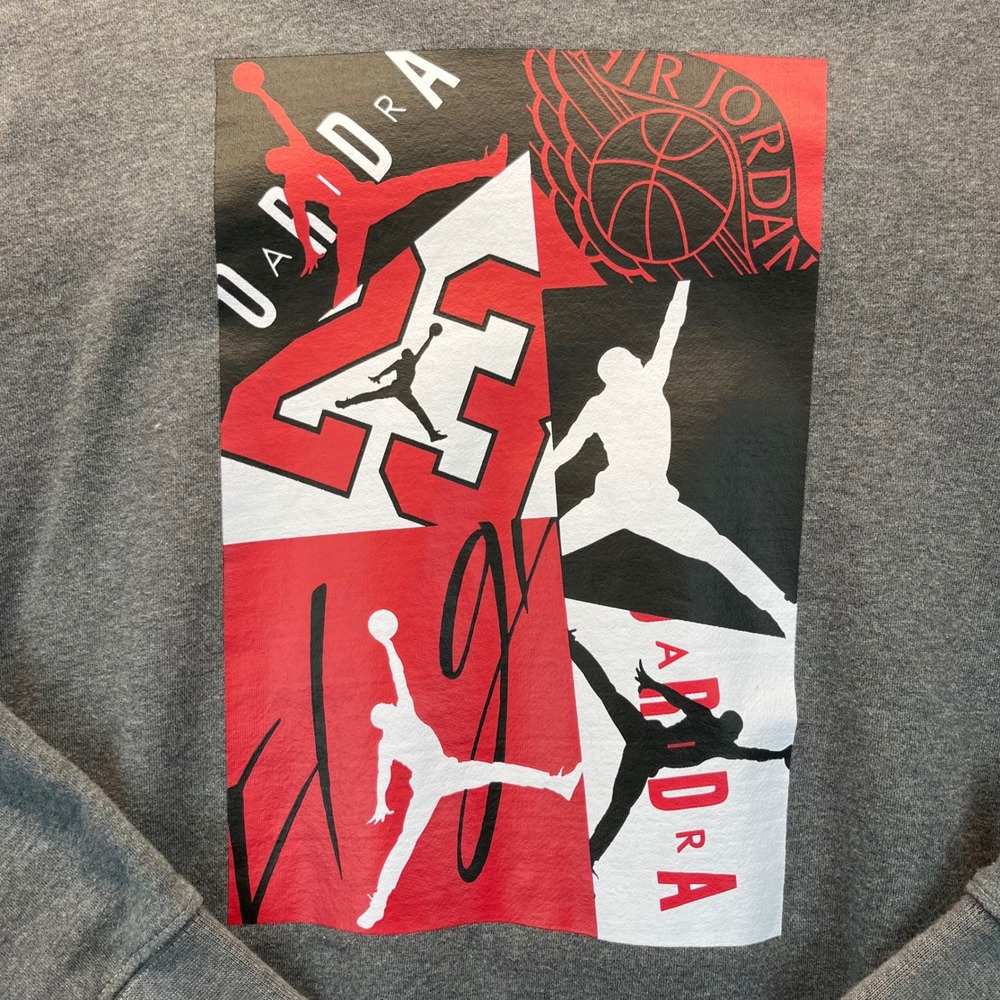 Jordan Boys XL Gray Graphic Fleece Hoodie Jumpman Flight Pullover Sweatshirt